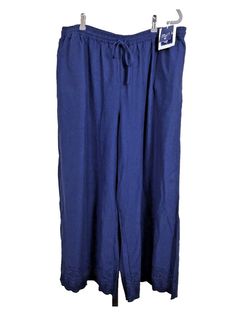 Roller Rabbit x Target Women's XXL Linen Blend Wide Leg Crop Pants Scalloped Hem